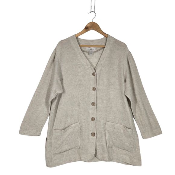 Vtg Campagnie Internationale Express Jacket Linen Blend Pockets Button Front | M - Picture 1 of 14